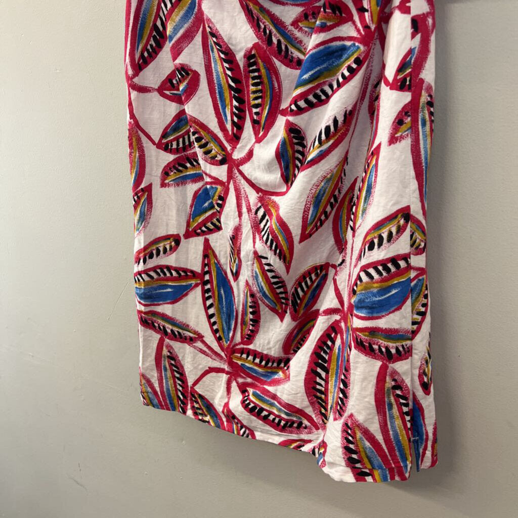 J Crew White/ Pink Print One Shoulder Dress XXS