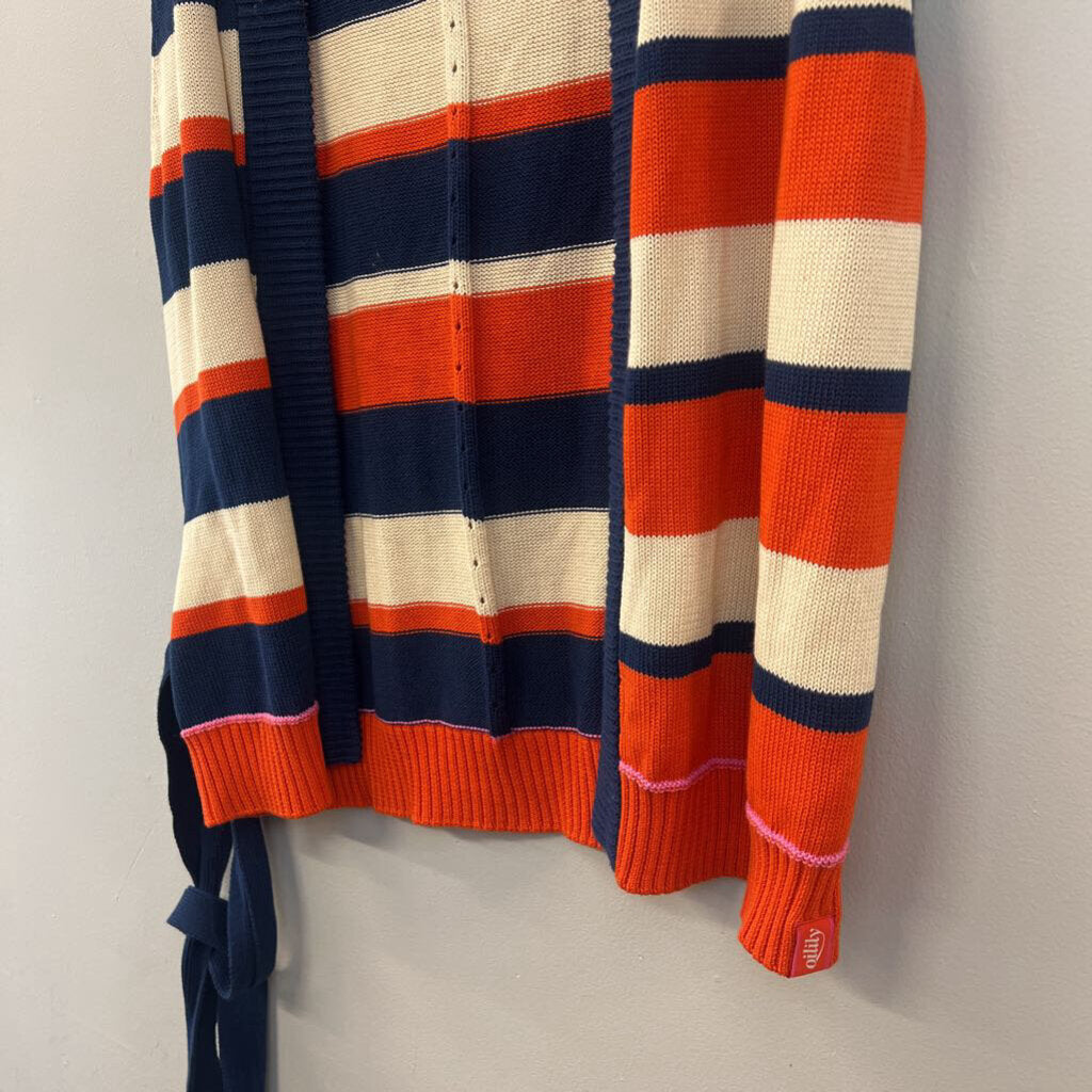 Oilily Orange/ Multi Knit Striped Open Front Vest Top Large