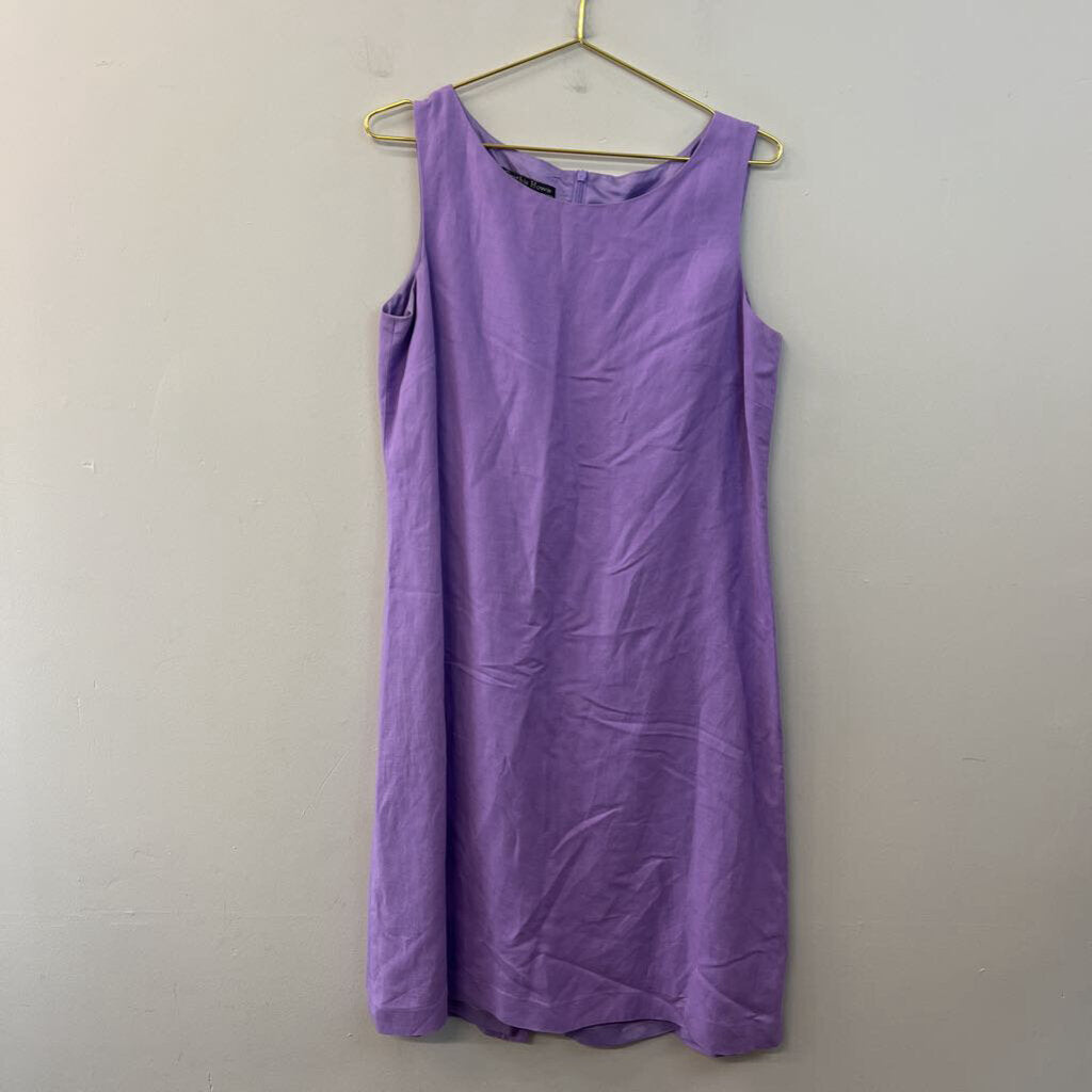 Cynthia Howie Purple Linen Blend Midi Dress 12
