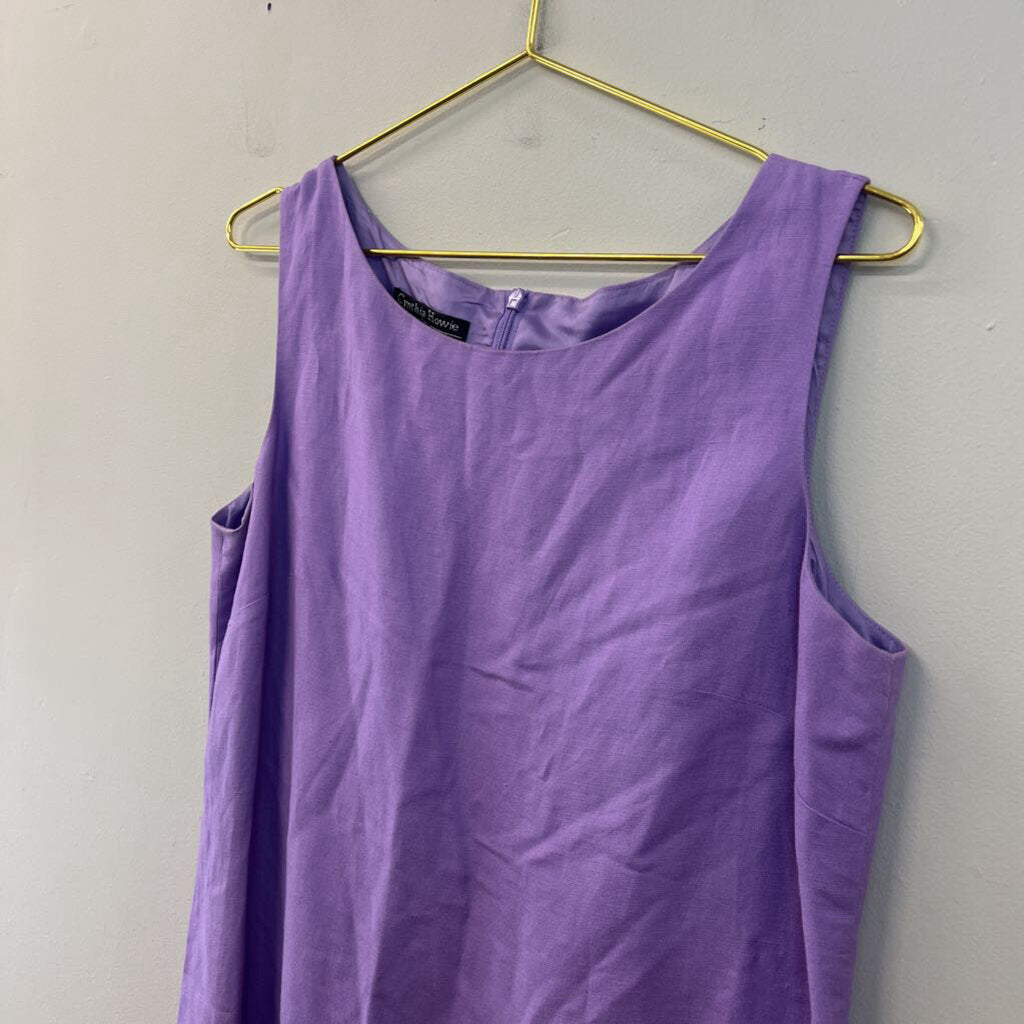 Cynthia Howie Purple Linen Blend Midi Dress 12