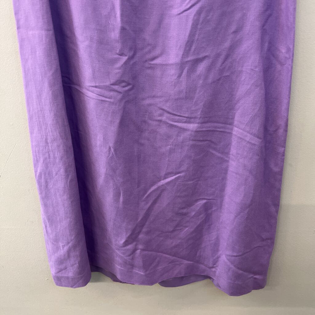 Cynthia Howie Purple Linen Blend Midi Dress 12