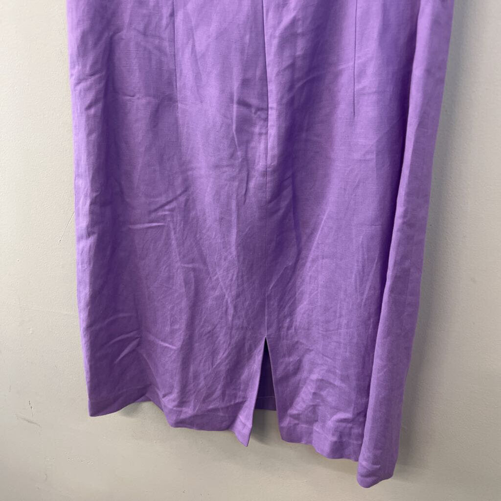 Cynthia Howie Purple Linen Blend Midi Dress 12