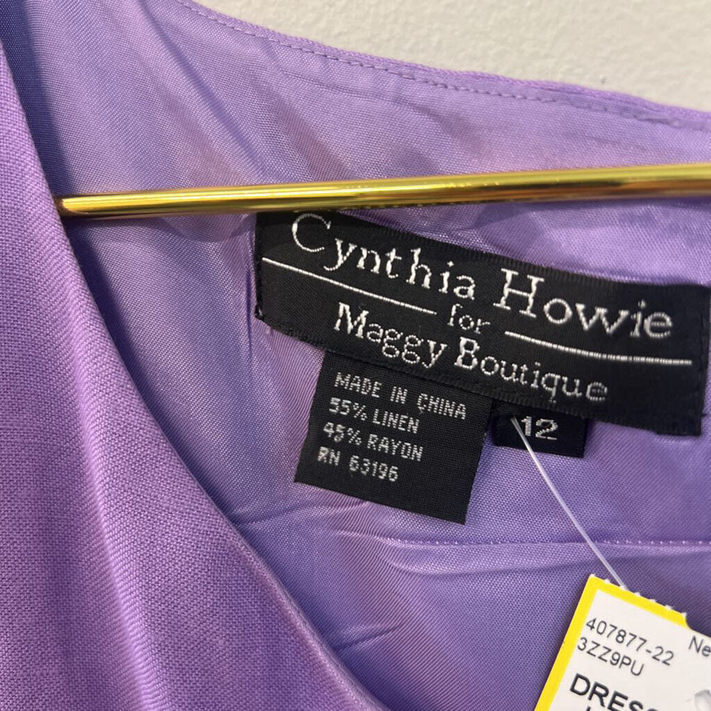 Cynthia Howie Purple Linen Blend Midi Dress 12