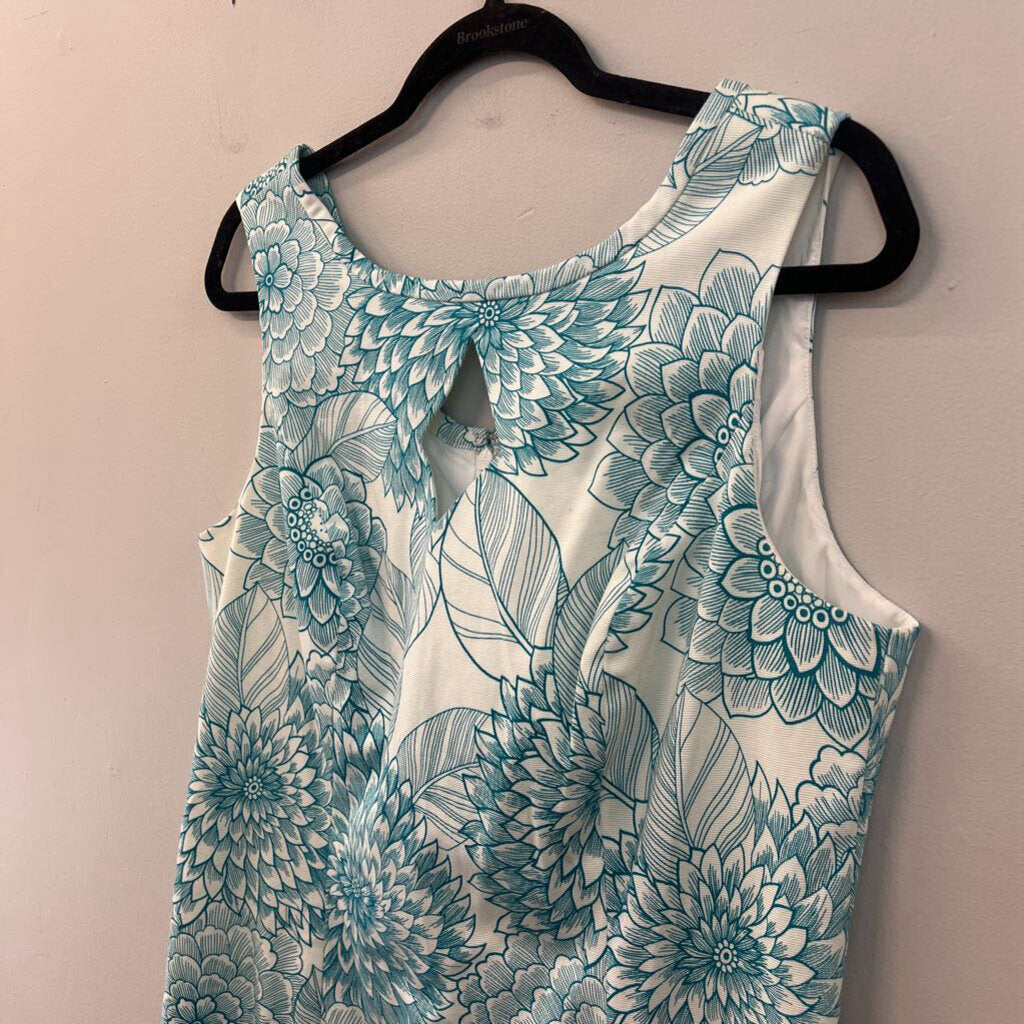 Etcetera White/ Blue Print Tank Dress 14
