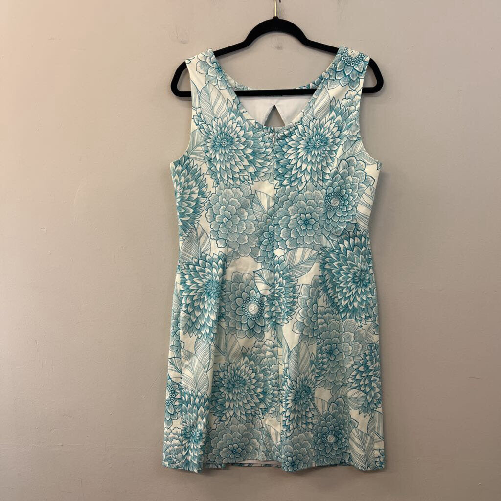 Etcetera White/ Blue Print Tank Dress 14