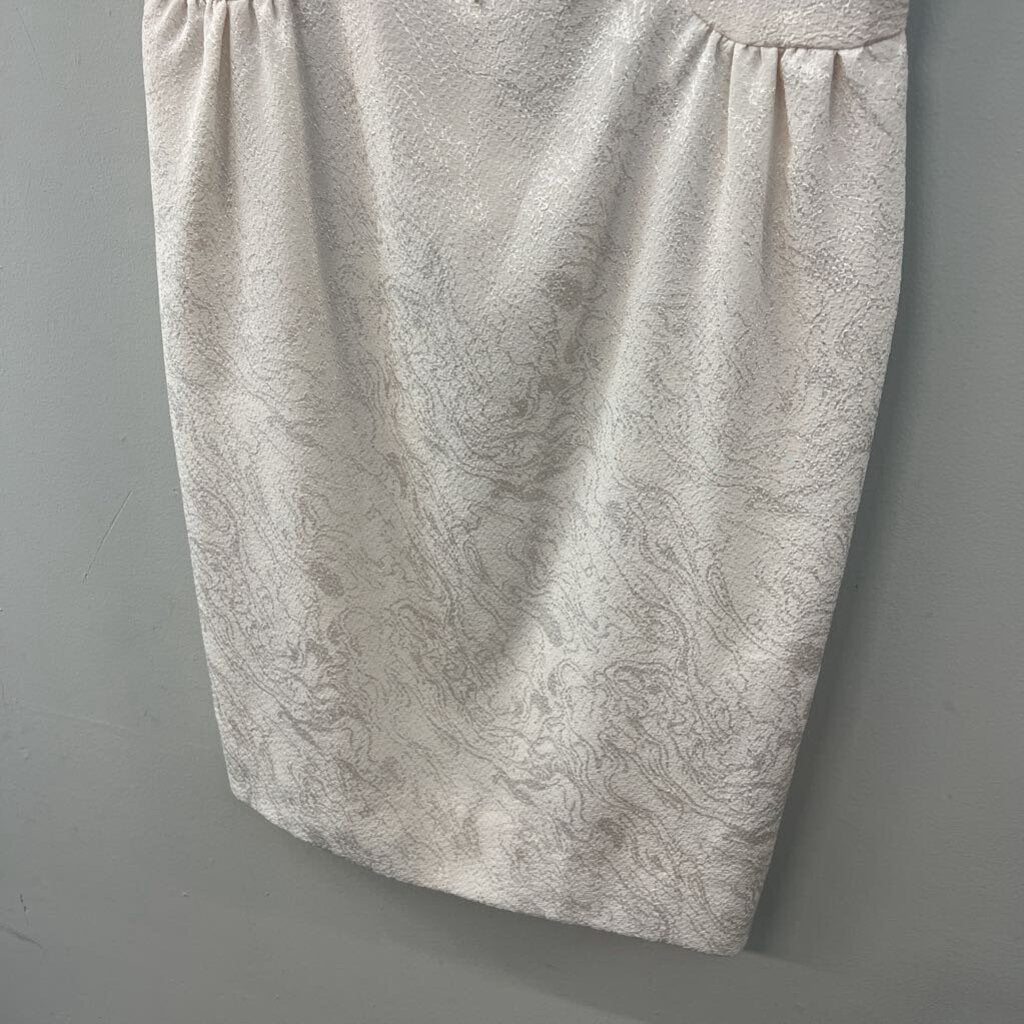 Vintage Ursula Ivory Brocade Beaded Neck Dress10