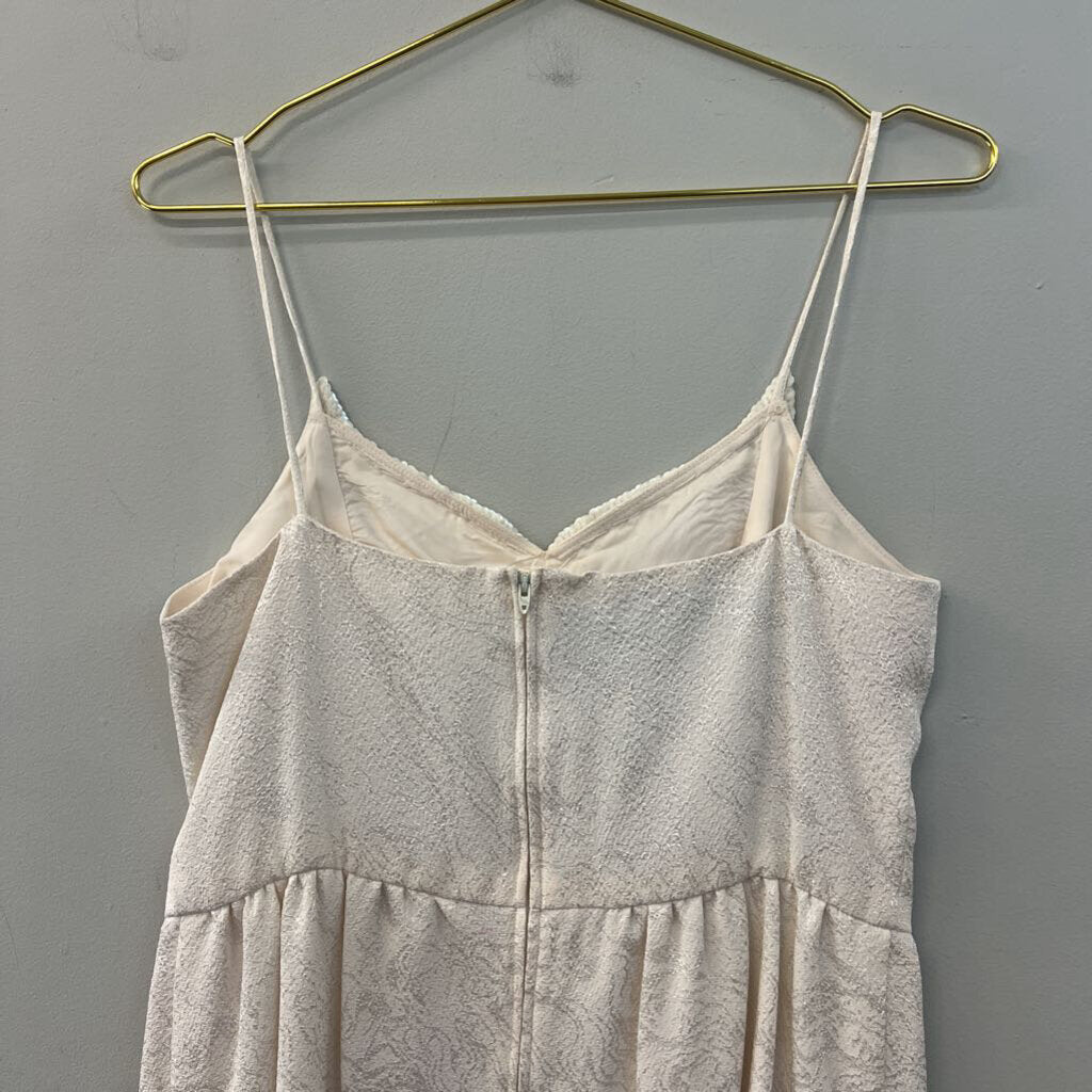 Vintage Ursula Ivory Brocade Beaded Neck Dress10