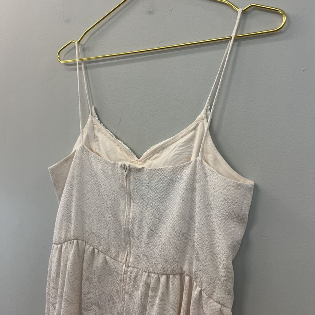 Vintage Ursula Ivory Brocade Beaded Neck Dress10