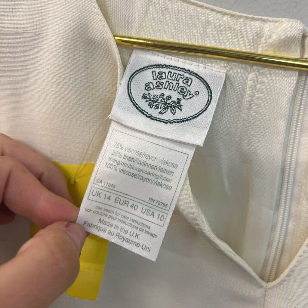 Laura Ashley Cream Linen Blend Tank Dress 10