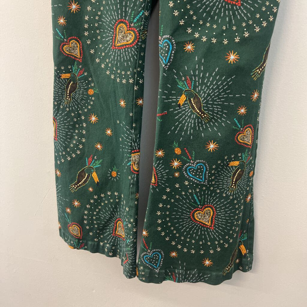 Farm Rio Green/ Multi Fernanda Print Pull On Pants Extra Small