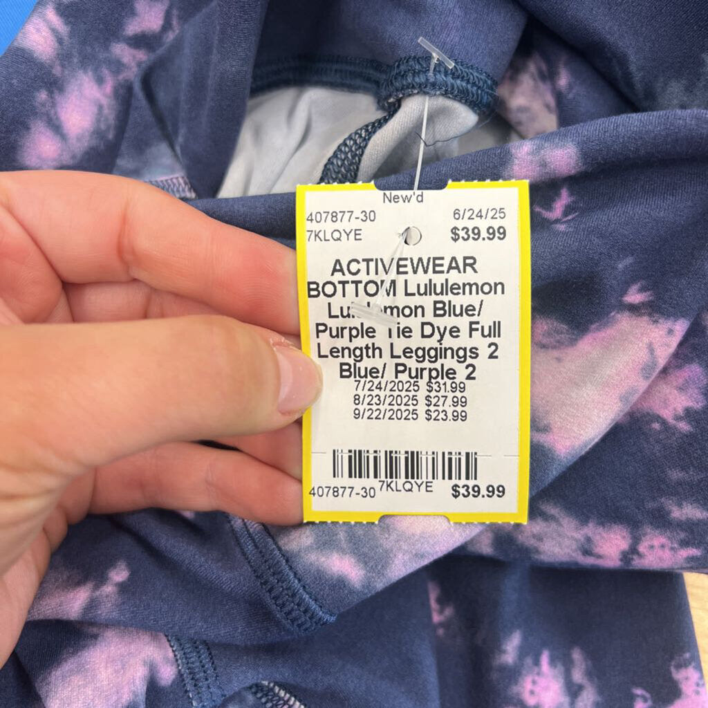 Lululemon Blue/ Purple Tie Dye Full Length Leggings 2