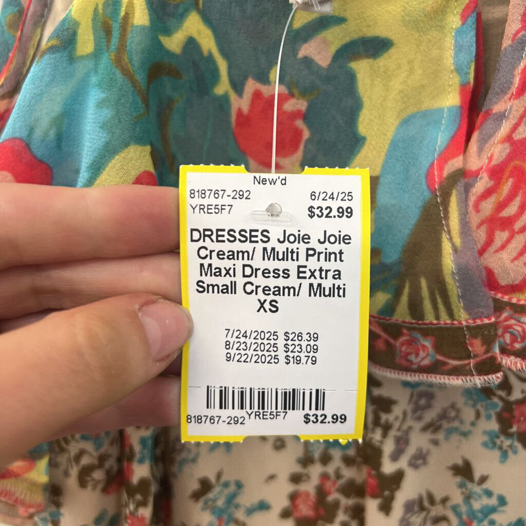 Joie Cream/ Multi Print Maxi Dress Extra Small