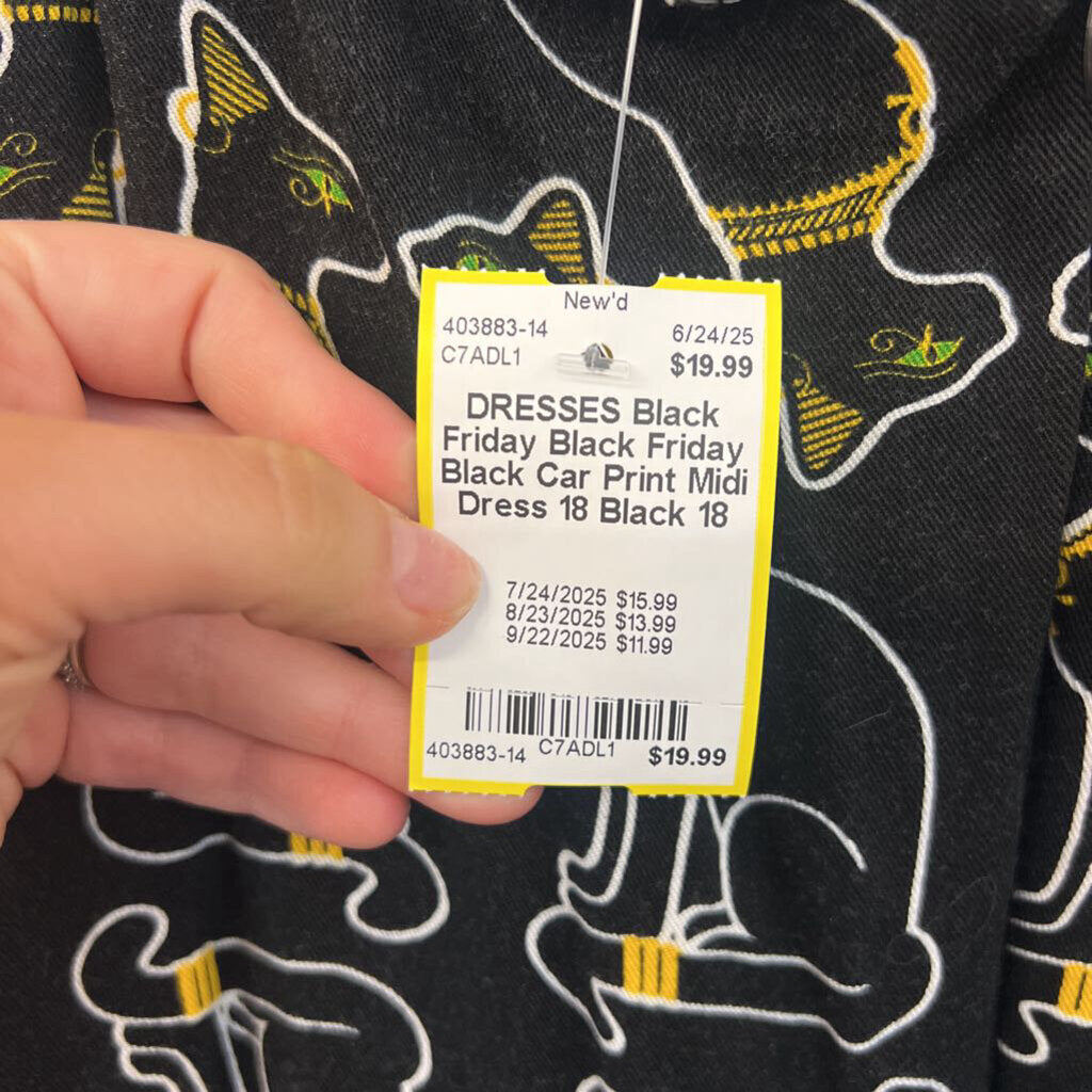 Black Friday Black Car Print Midi Dress 18