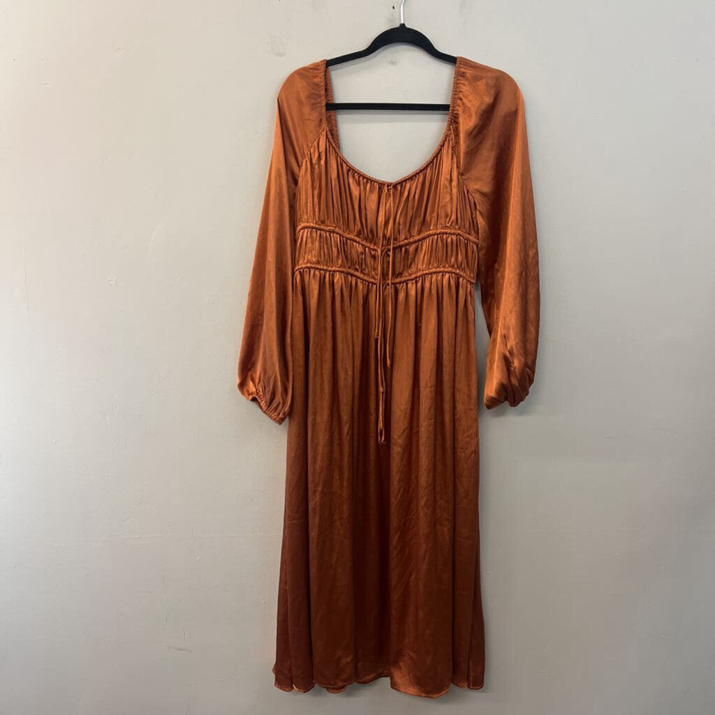 Lush Metallic Rust Long Sleeve Maxi Dress Extra Large