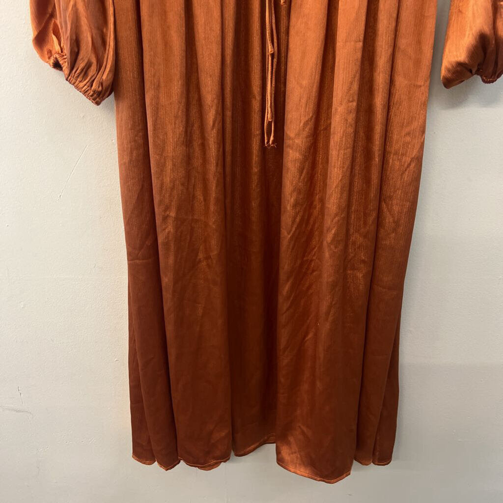 Lush Metallic Rust Long Sleeve Maxi Dress Extra Large