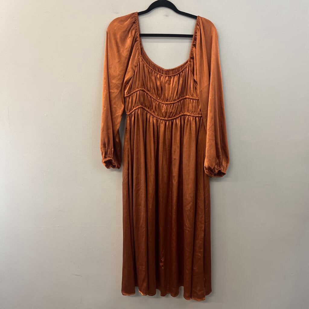 Lush Metallic Rust Long Sleeve Maxi Dress Extra Large