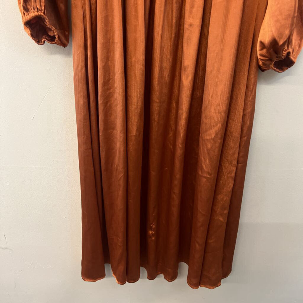 Lush Metallic Rust Long Sleeve Maxi Dress Extra Large