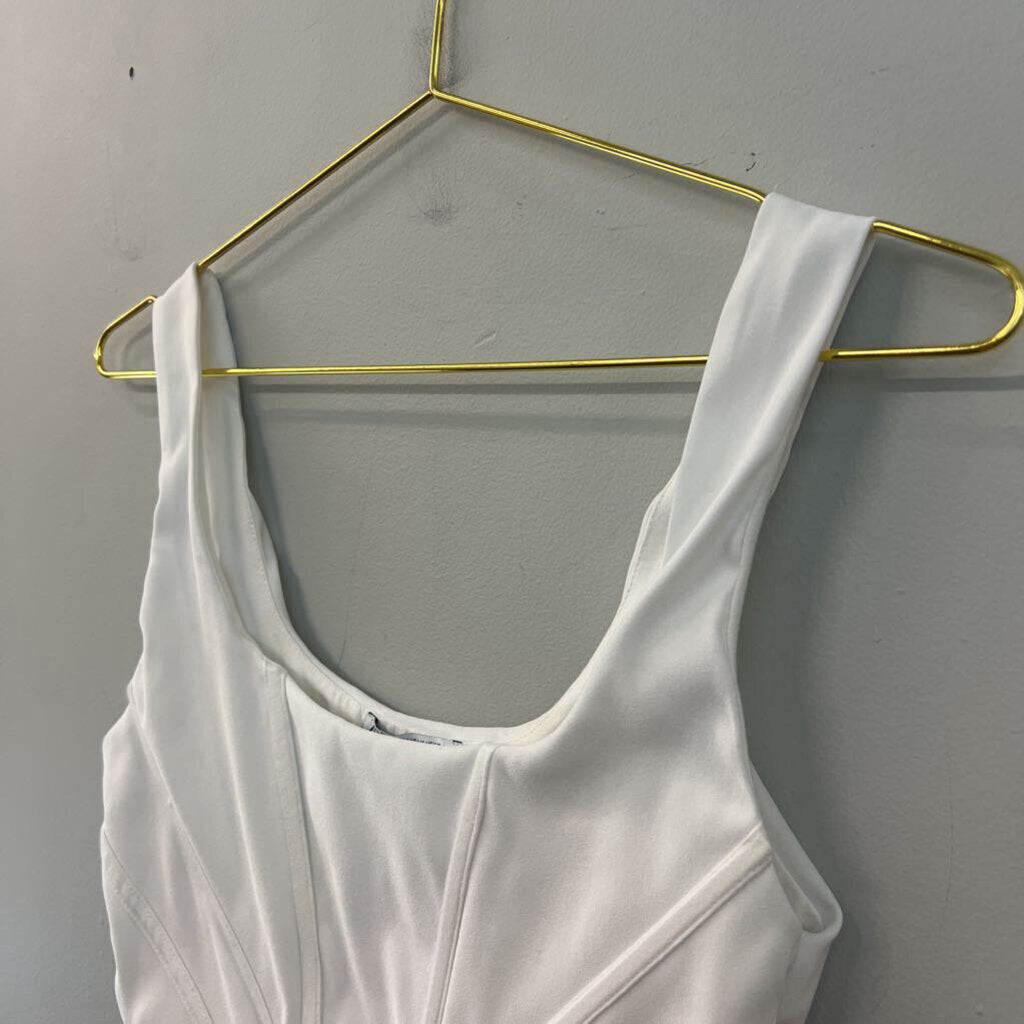 Zara White Cropped Corset Tank Medium