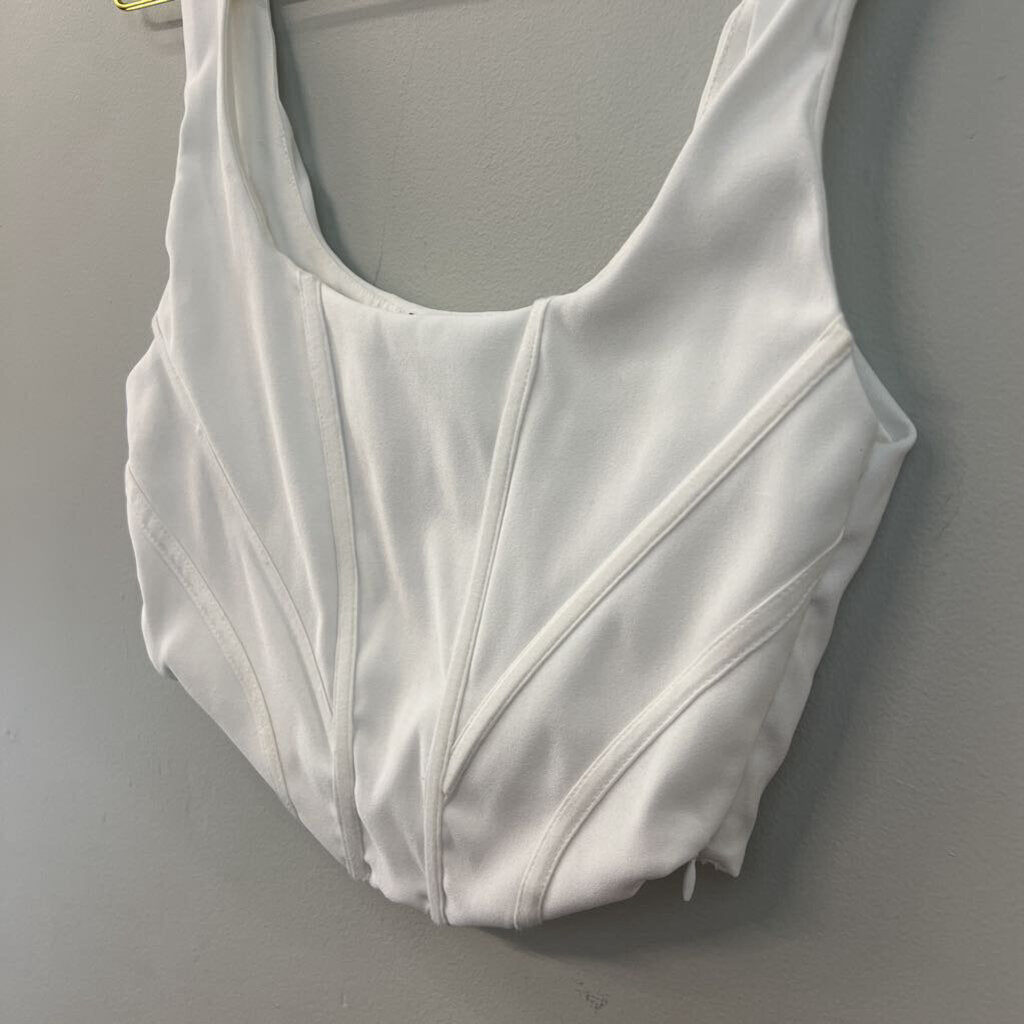 Zara White Cropped Corset Tank Medium