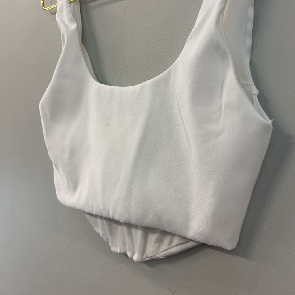 Zara White Cropped Corset Tank Medium