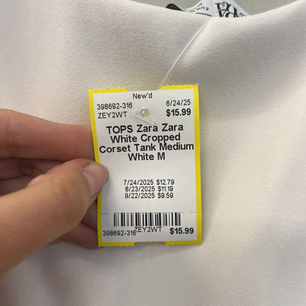 Zara White Cropped Corset Tank Medium