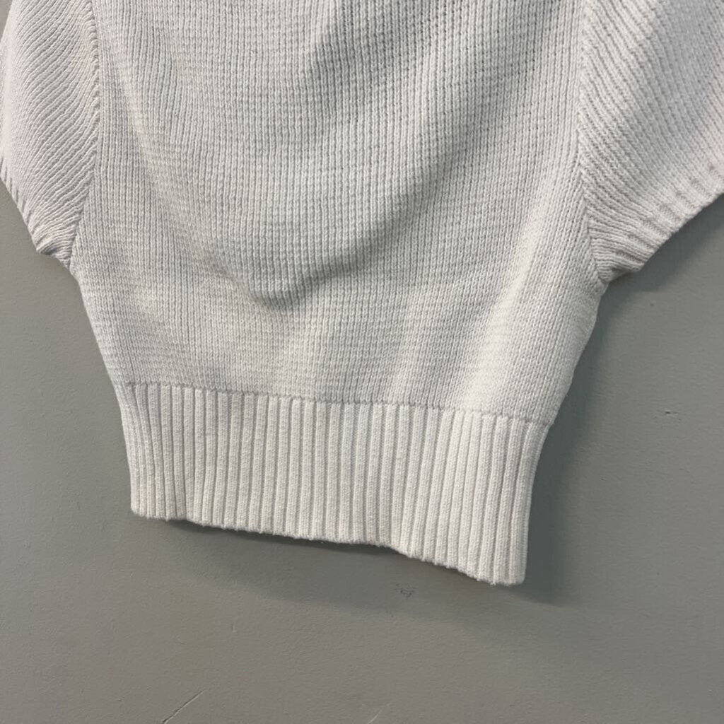 Kendall and Kylie White Knit Cropped Short Sleeve Top Medium