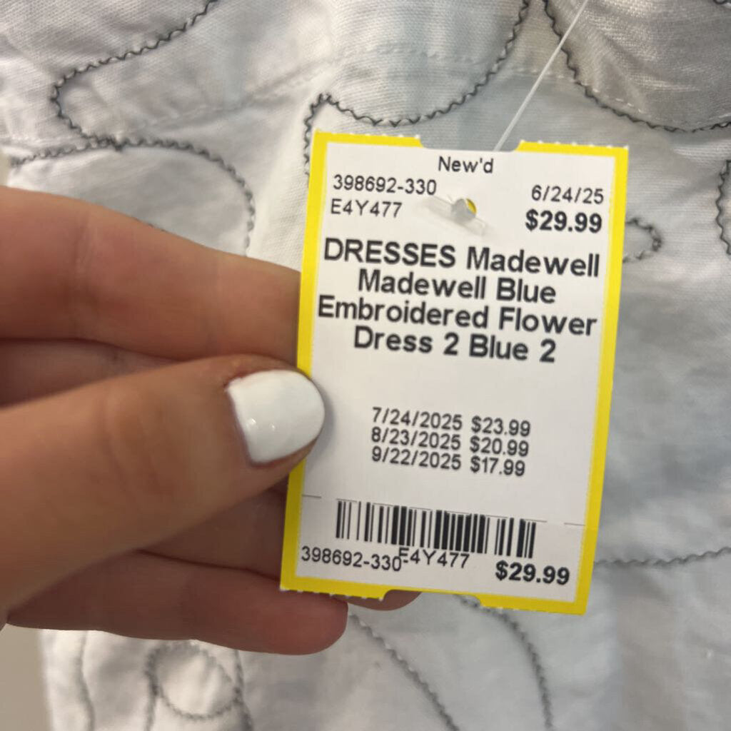 Madewell Blue Embroidered Flower Dress 2