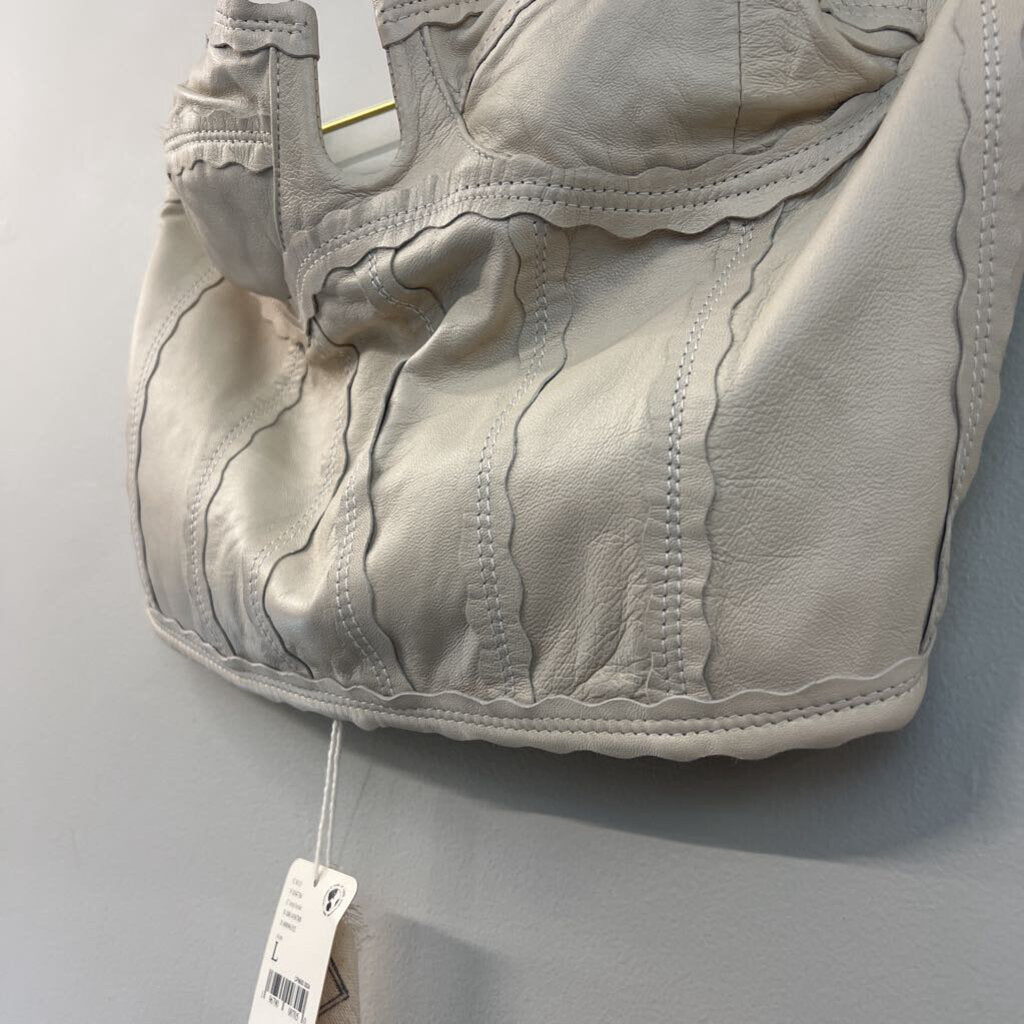 Free People Cream Leather Cropped Corset Top Large