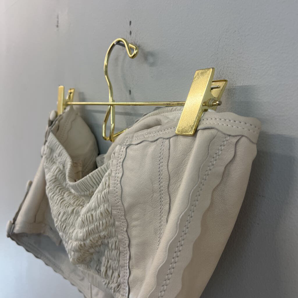 Free People Cream Leather Cropped Corset Top Large