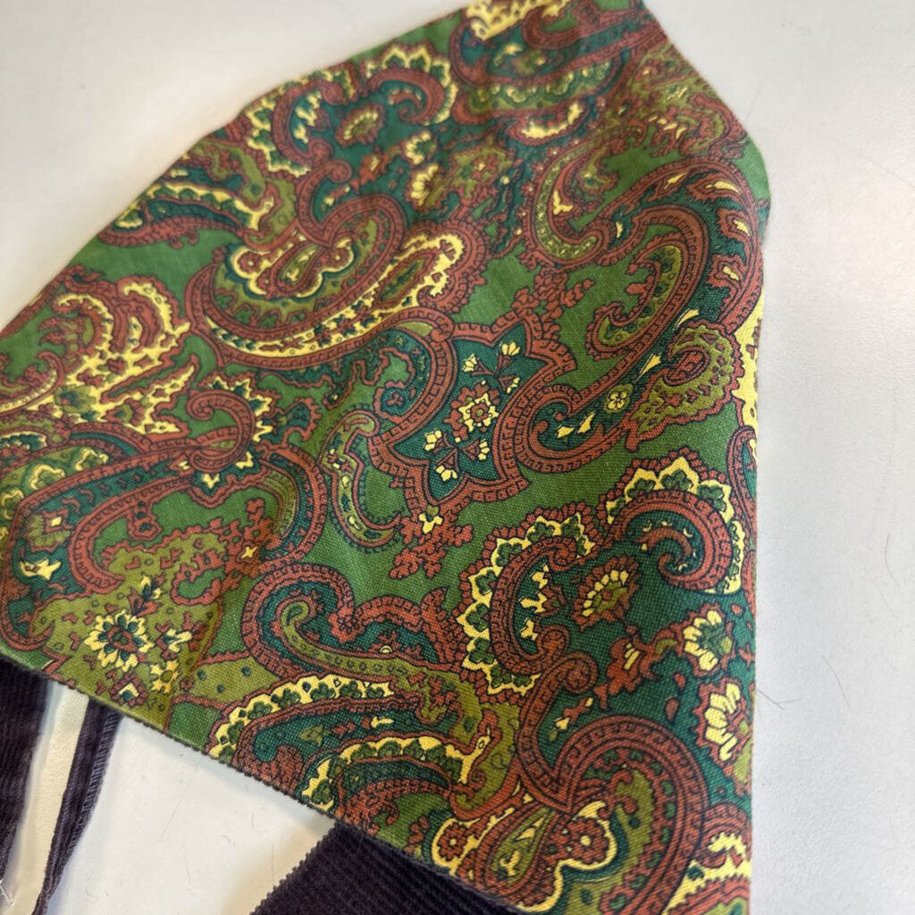Brown Corduroy/ Print Hair Scarf