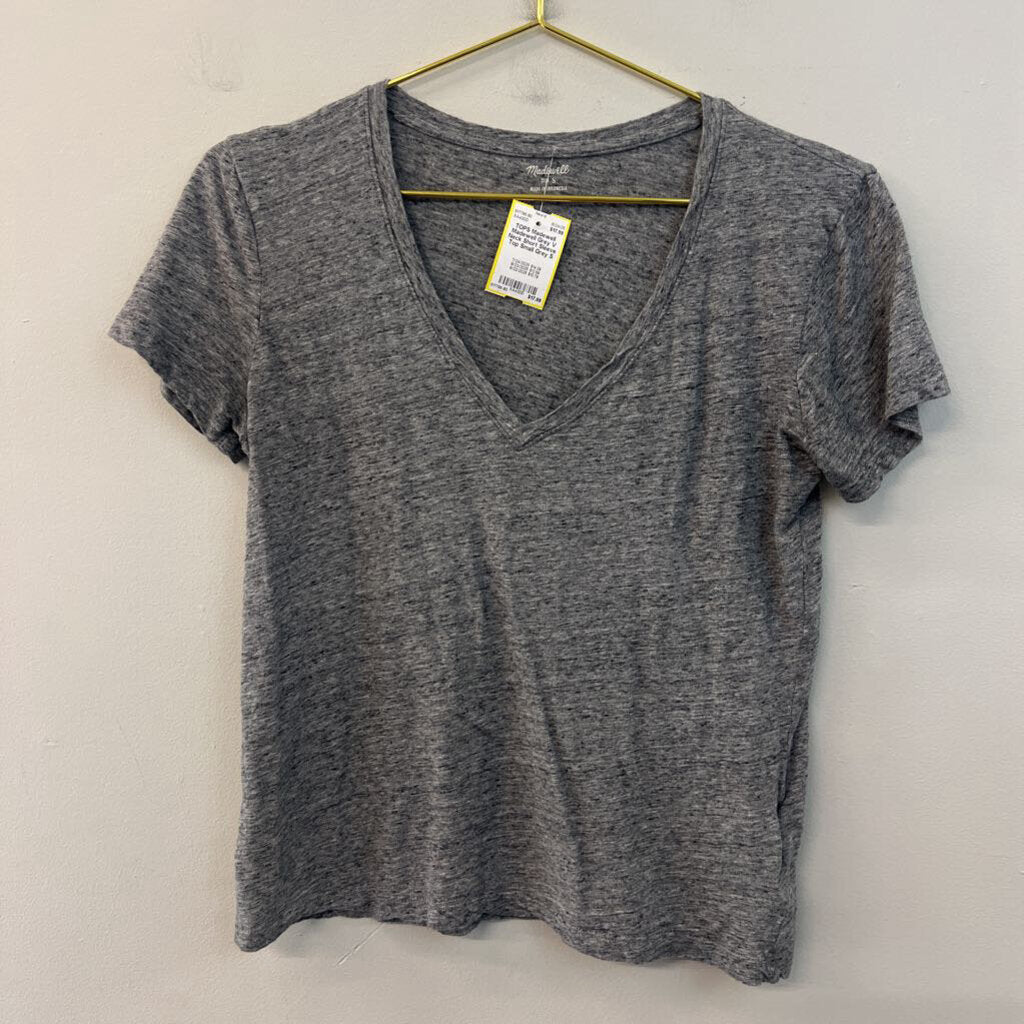 Madewell Grey V Neck Short Sleeve Top Small