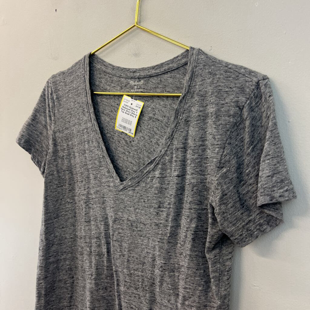 Madewell Grey V Neck Short Sleeve Top Small
