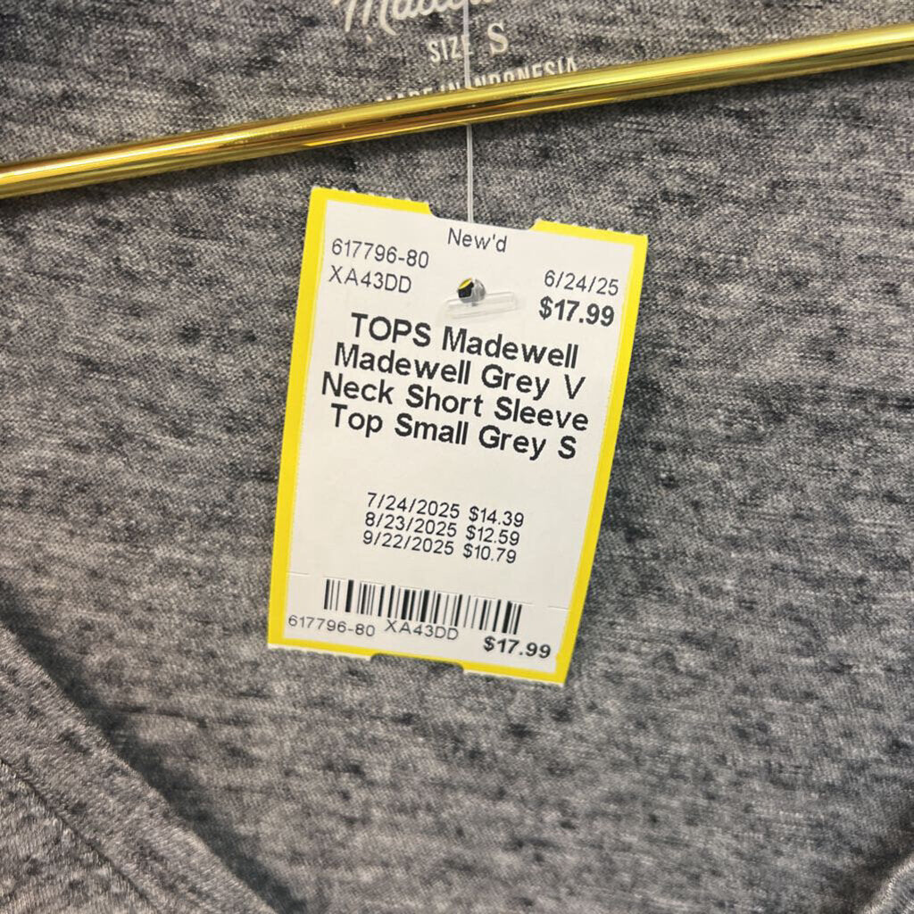 Madewell Grey V Neck Short Sleeve Top Small