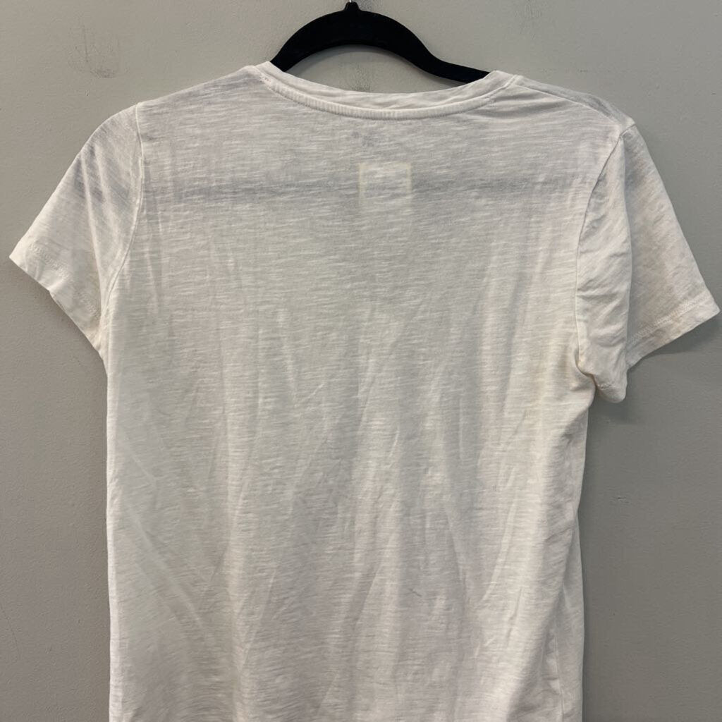 Madewell White V Neck Short Sleeve Top Small