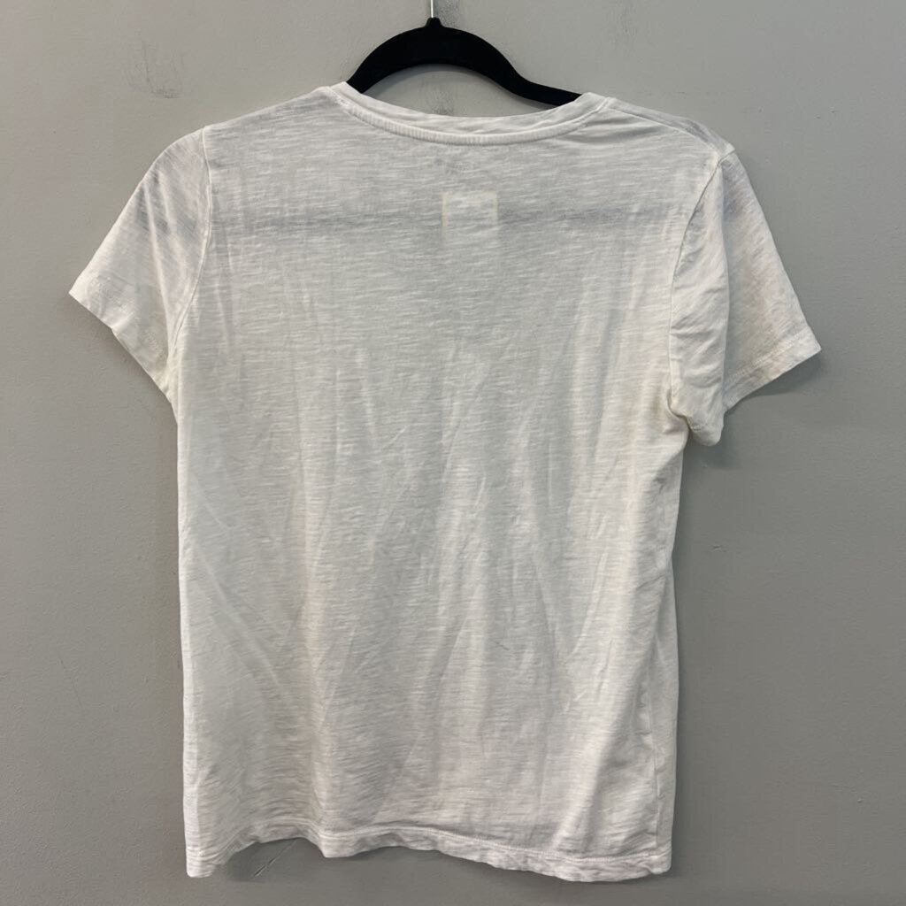 Madewell White V Neck Short Sleeve Top Small