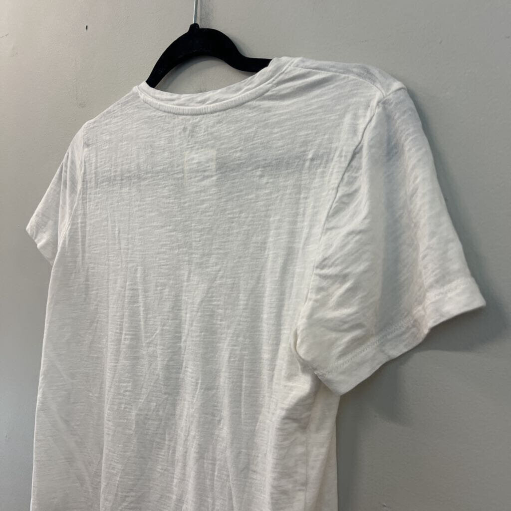 Madewell White V Neck Short Sleeve Top Small