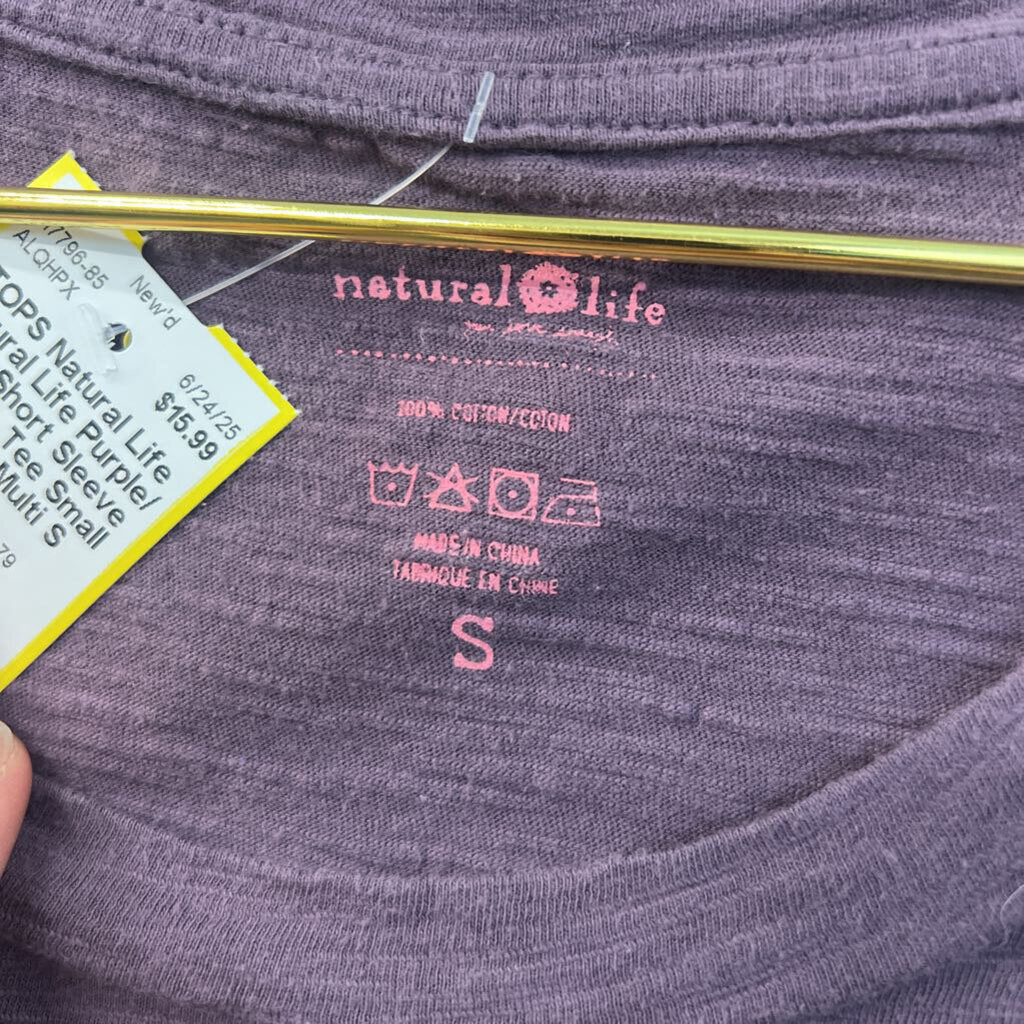 Natural Life Purple/ Multi Short Sleeve Graphic Tee Small