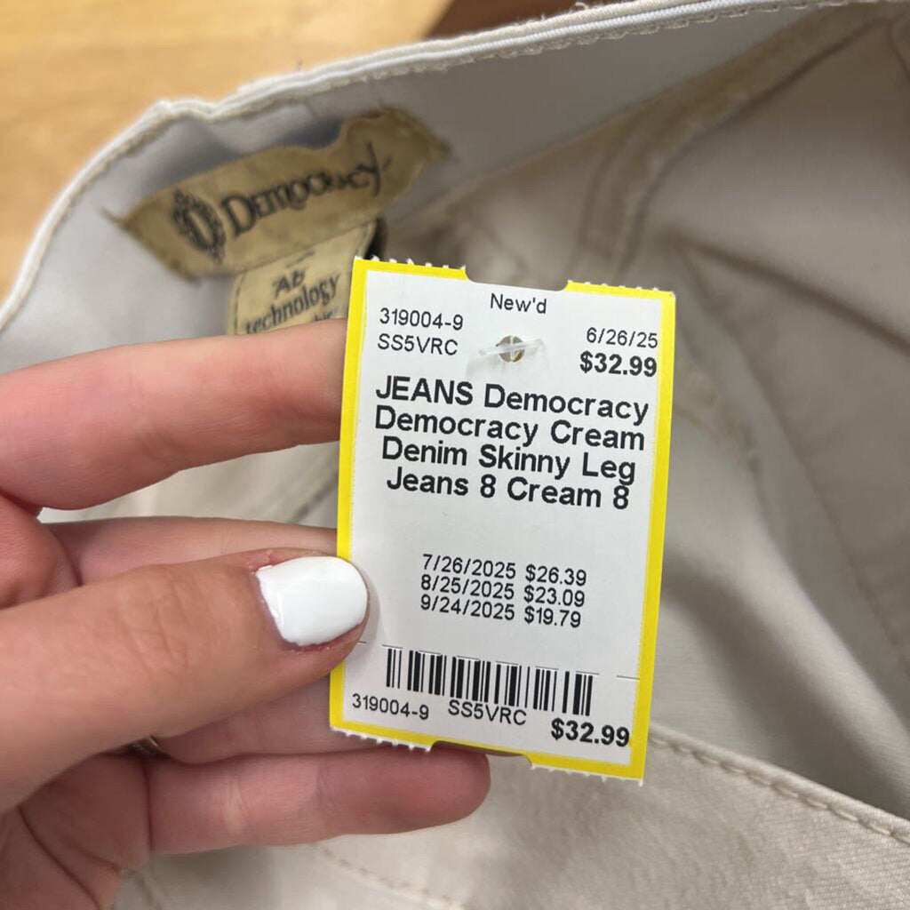 Democracy Cream Denim Skinny Leg Jeans 8