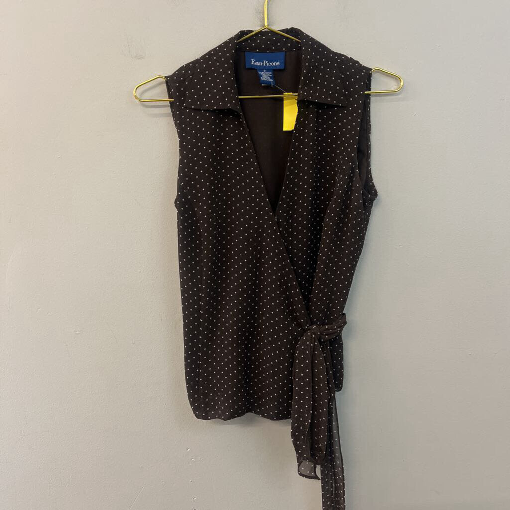Evan Picone Brown/ White Polka Dot Sleeveless Top 6