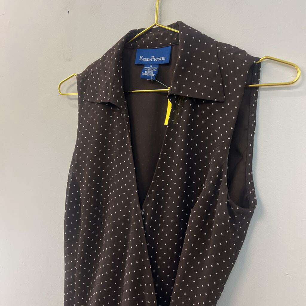 Evan Picone Brown/ White Polka Dot Sleeveless Top 6
