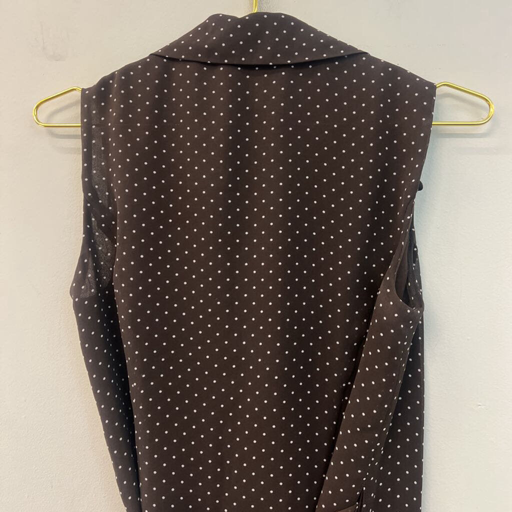 Evan Picone Brown/ White Polka Dot Sleeveless Top 6