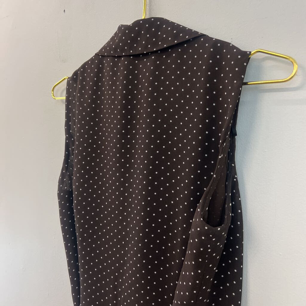 Evan Picone Brown/ White Polka Dot Sleeveless Top 6