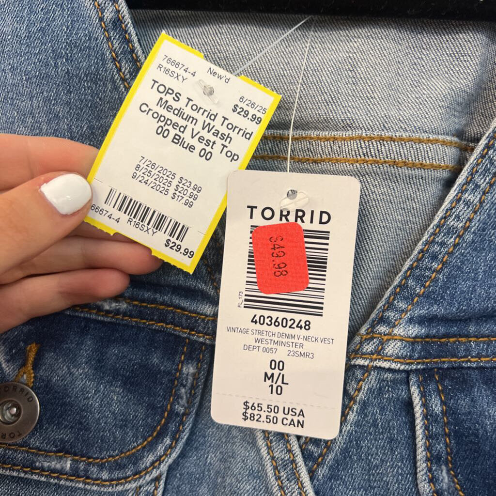 Torrid Medium Wash Cropped Vest Top 00
