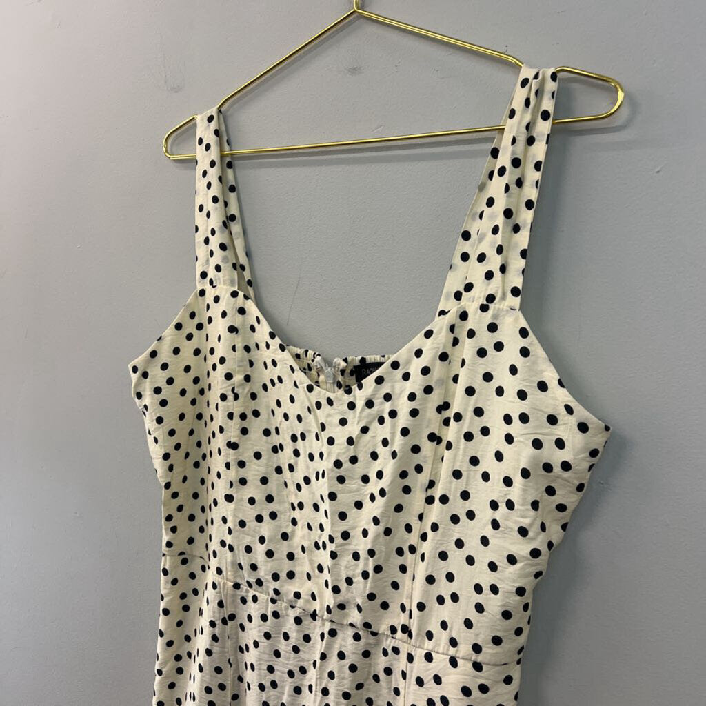 Rachel Zoe Cream/ Black Polka Dot Midi Dress 12