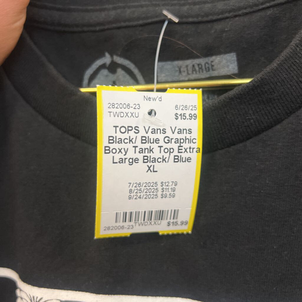 Vans Black/ Blue Graphic Boxy Tank Top Extra Large