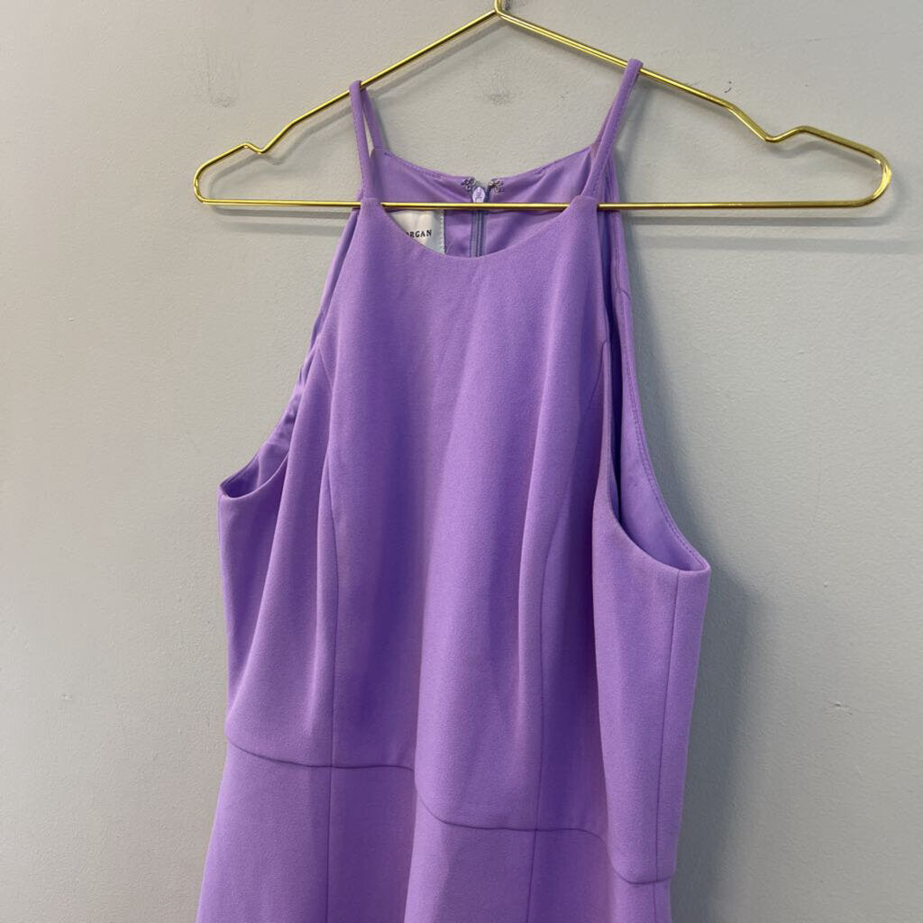 Donna Morgan Purple High Neck Ruffle Detail Dress 8