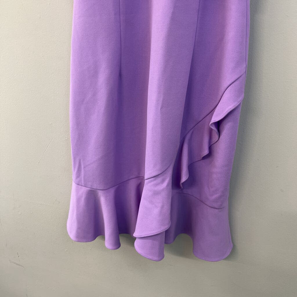 Donna Morgan Purple High Neck Ruffle Detail Dress 8