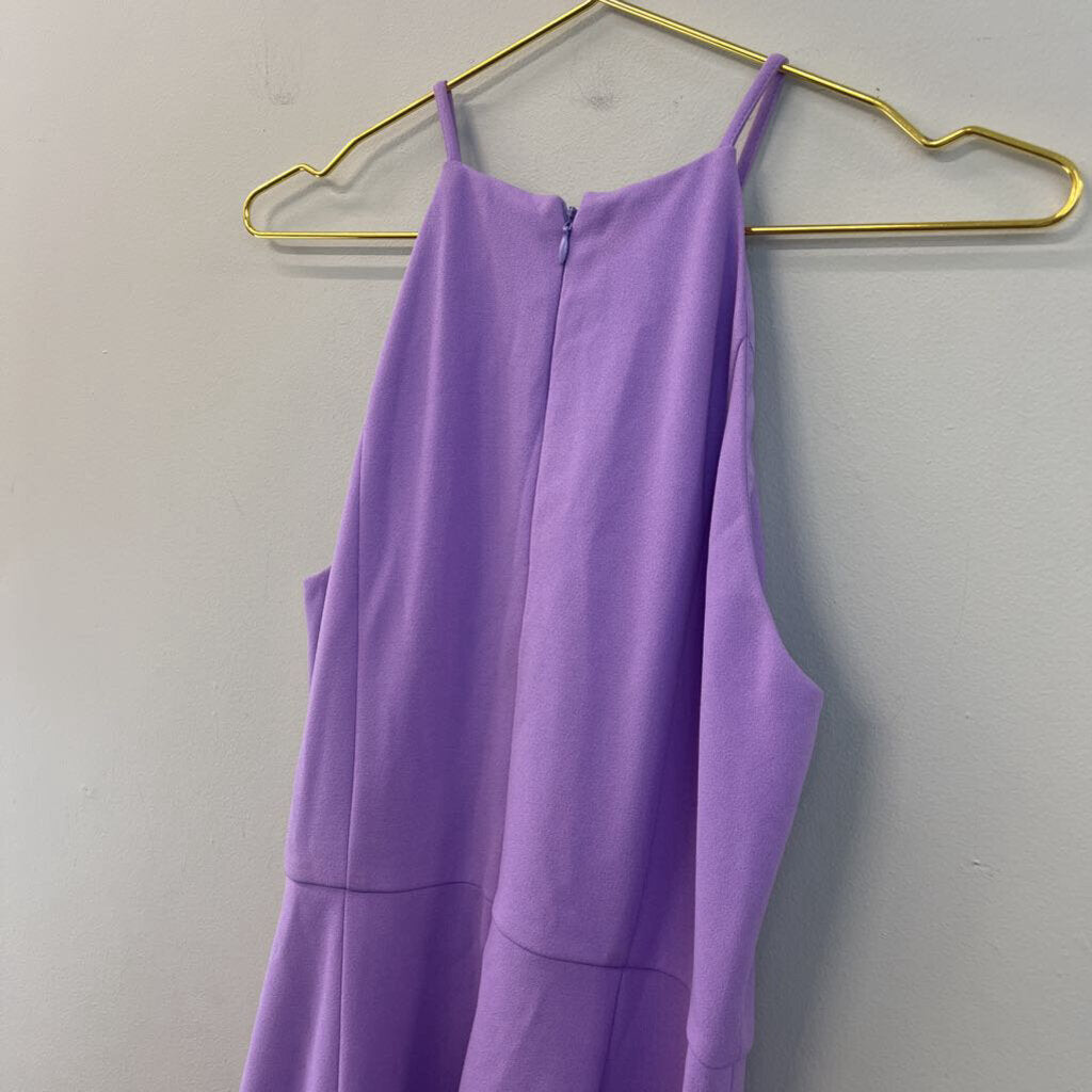 Donna Morgan Purple High Neck Ruffle Detail Dress 8