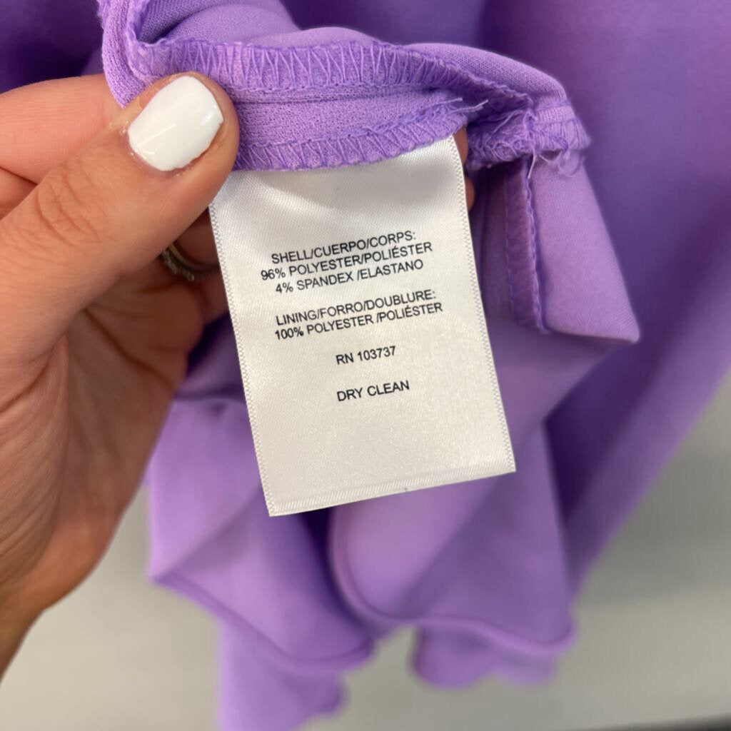 Donna Morgan Purple High Neck Ruffle Detail Dress 8