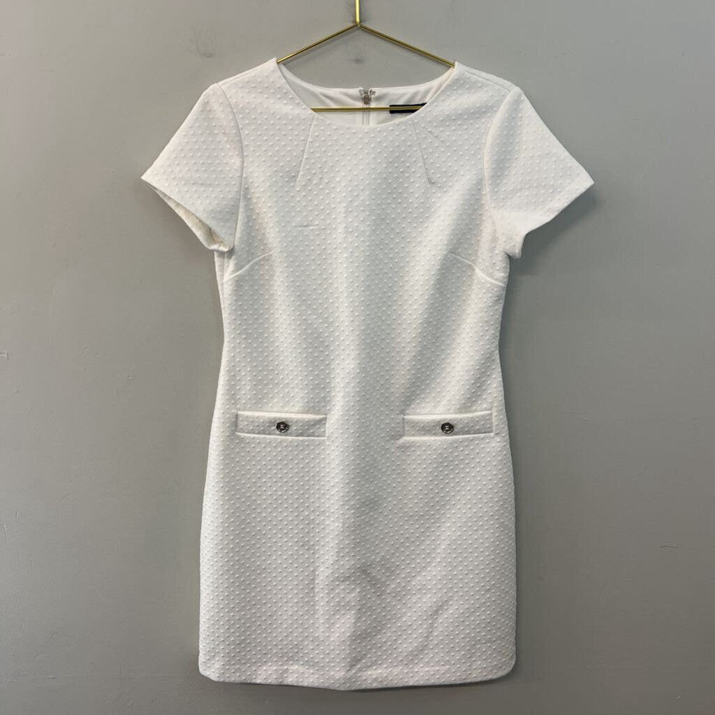 Tommy Hilfiger White Textured Short Sleeve Dress 8